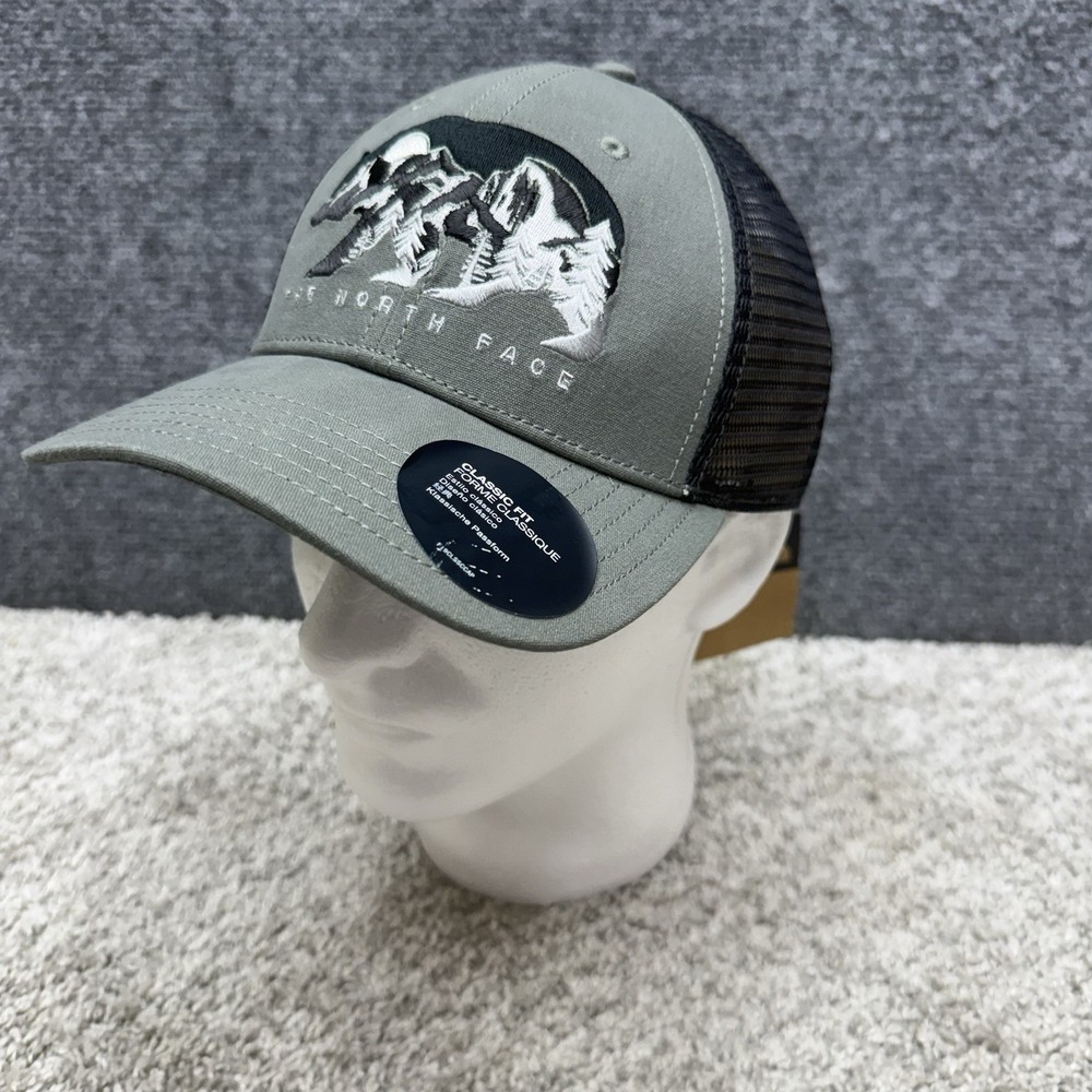 The North Face SnapBack hat cap bear‎ mountain trees gray/black adjustable